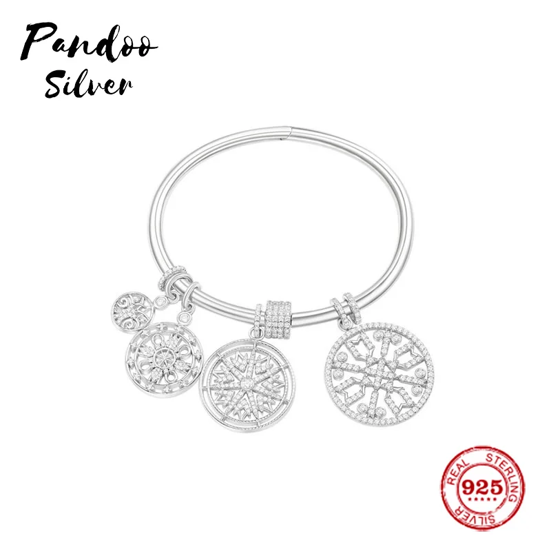 

Fashion Charm Sterling Silver Copy 1:1 Copy,Silver Multi Mandala Bangle Women Monaco Jewelry Gift With Logo