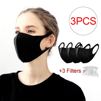 

3PCS Face Masks Dust-proof Breathable Cotton Ice Silk Alan Walker Mask Washable Anti-fog Mascherina mascarillas