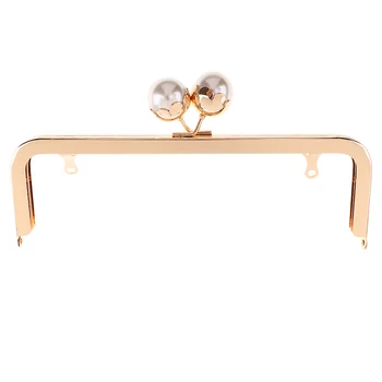 

Metal Square Frame Pearl Bead Head Kiss Clasp For Purse Bag DIY Craft 22cm