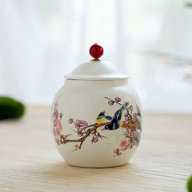Mini Tea Jar Ceramic Tea Cans Seal Cans Home Decor Tank Travel Tea Jar moistureproof Tank Coffee Bean Cans Herb Storage Jar - Цвет: yaguangxishangmeisha