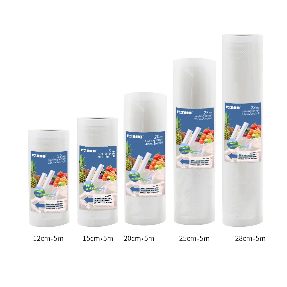 5 size set FUNHO вакуумные пакеты для упаковки пищевых продуктов упаковщик 12+ 15+ 20+ 25+ 28*500 см 5 рулонов/лот сохраняет свежесть для кухни - Цвет: 5 size set