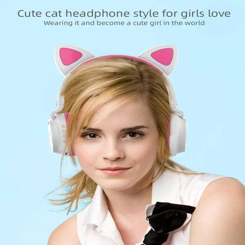 LED Cat Ear Noise Cancelling Headphones Bluetooth 5 0 Young People Kids Headset Support TF Card 3 5mm Plug With Mic For Kids