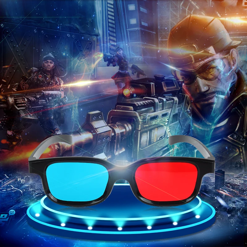 New Очки Glasses Black Frame Universal 3D Plastic Red/Blue Goggle Cyan Anaglyph Paper Card Movie Game DVD Vision/cinema | Автомобили и
