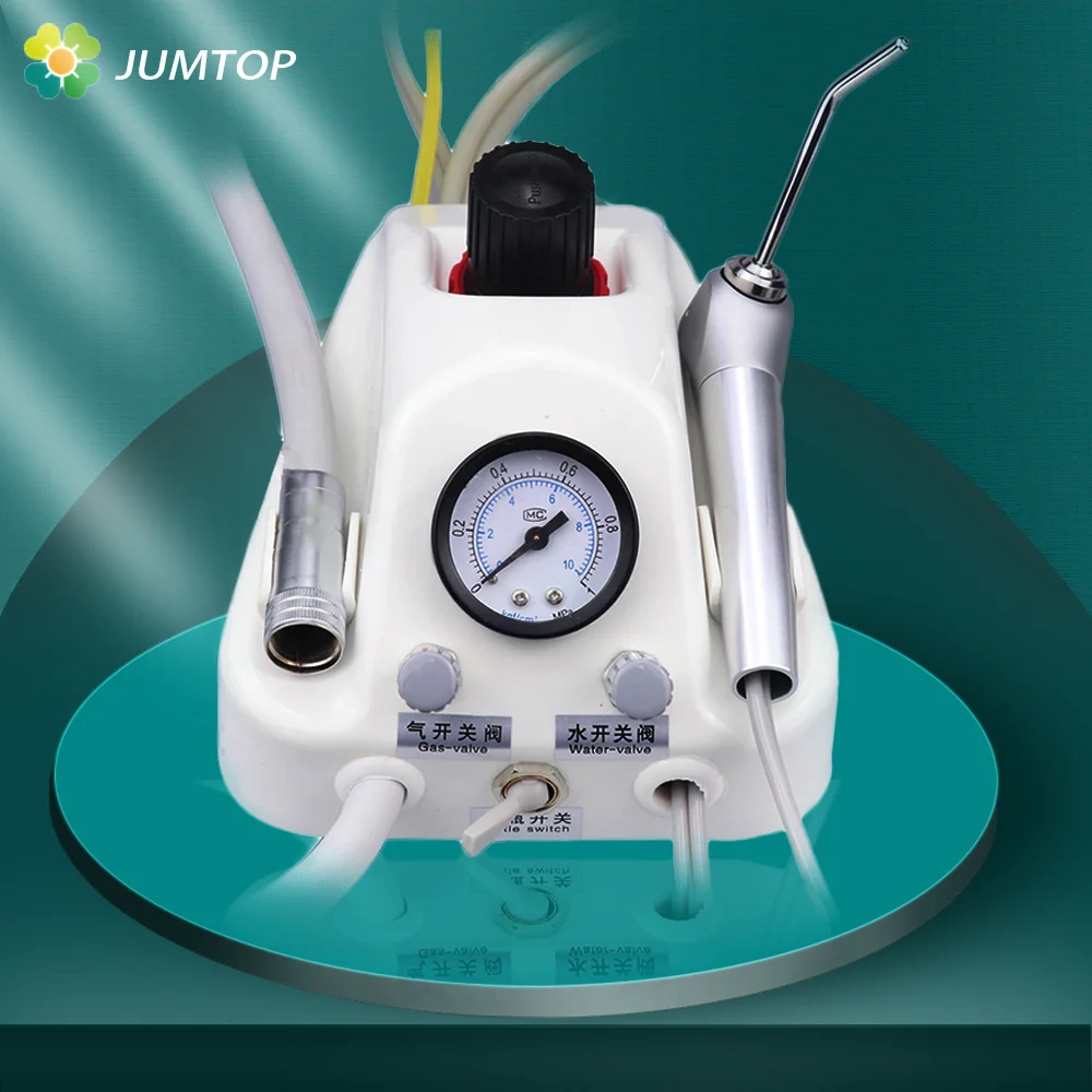 Portable Dental Turbine Unit Work With Air Compressor 3 Way Syringe 2/4 Holes Teeth Whitening