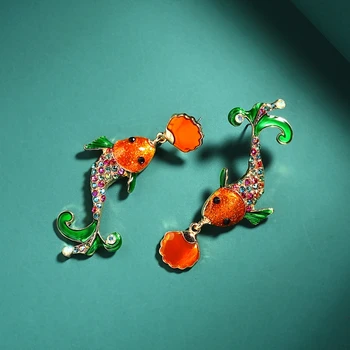 

Bohemian Sea Fish Crystal Earrings Jewelry For Women Fashion Rhinestone Dangle Eearring Animal Carp Drop Earring Lalynnly E76851