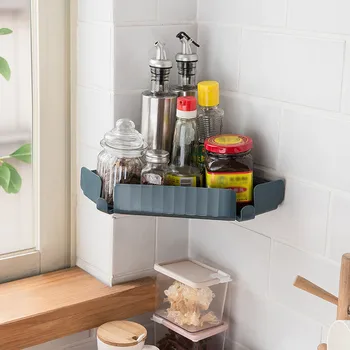 

Hot Bathroom Corner Shelves Shampoo Holder Kitchen Storage Rack Mess Shower Organizer Wall Holder Space Saving Household Items