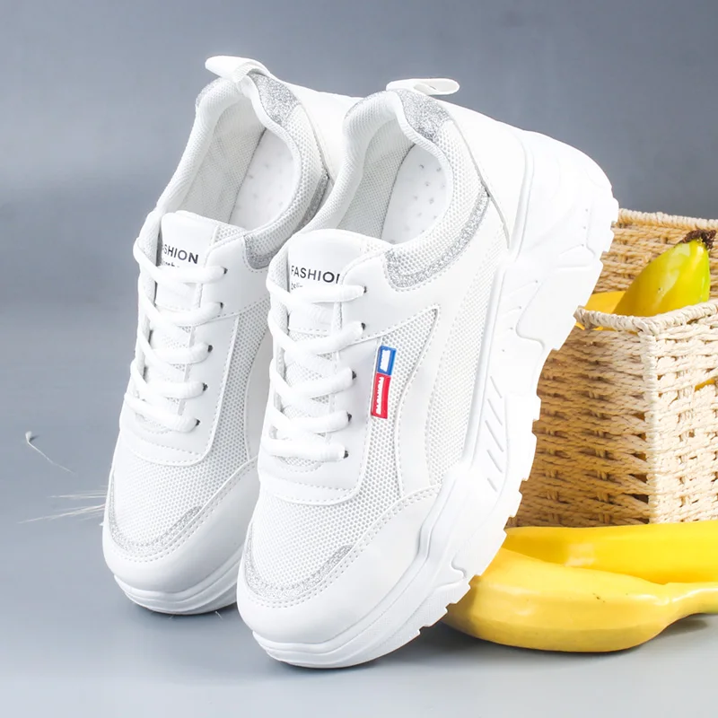 Zapatos mujer casuales nueva moda transpirable encaje, экокожа(полиуретан), Mujer zapatos; Сезон Зима; Zapatillas cuñas sólidas mujeres Zapatillas Zapatos
