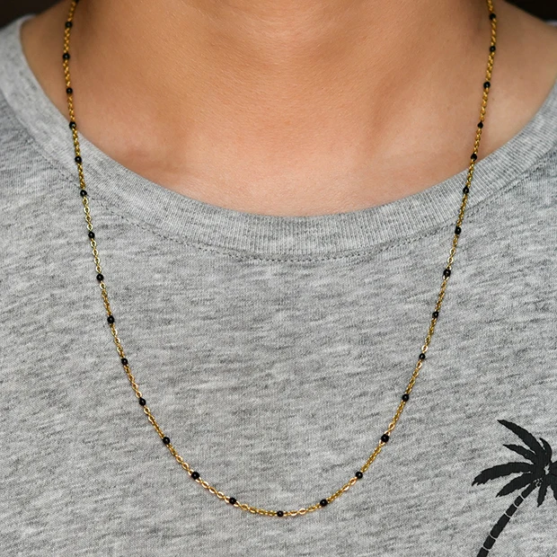 Width 2MM Chain Stainless Steel Gold Steel Choker Chain Enamel Satellite Beaded Cable Ball Necklace Women Man Jewelry Gift