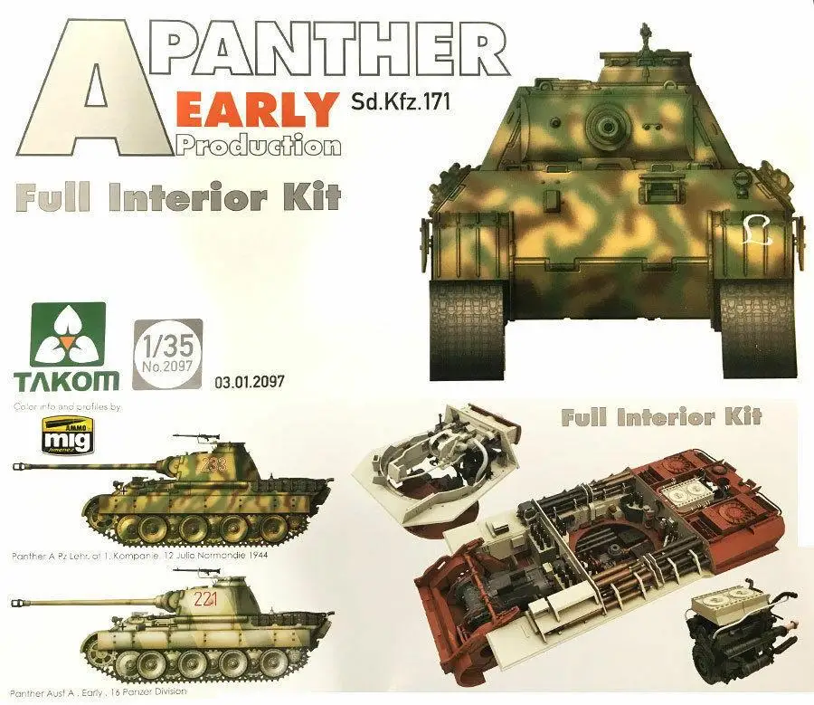 Takom 1/35 2097 пантера Раннее Производство с интерьером |