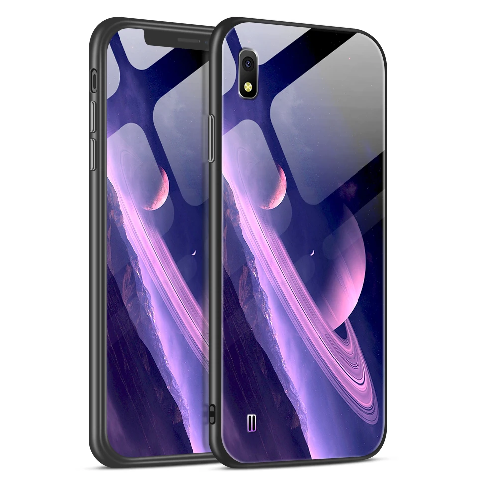 Для samsung Galaxy A10 A20 A30 A40 A50 жесткий чехол из закаленного стекла для samsung A105F A305F A405F A505F ТПУ полная защита корпуса - Цвет: W365