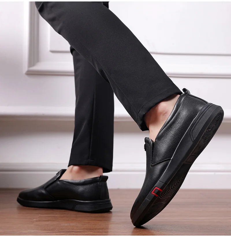 Мужская обувь из натуральной кожи; черные лоферы из воловьей кожи; мужская повседневная обувь; Мужская обувь без шнуровки; мягкая удобная обувь; KA1971