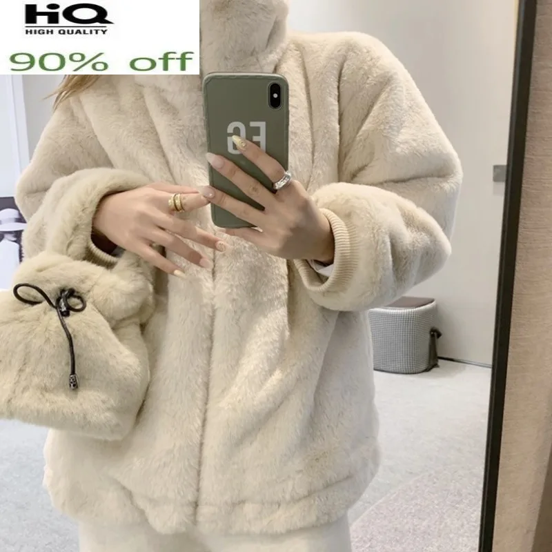 Женская короткая шуба из натурального меха кролика Рекс Повседневная теплая
