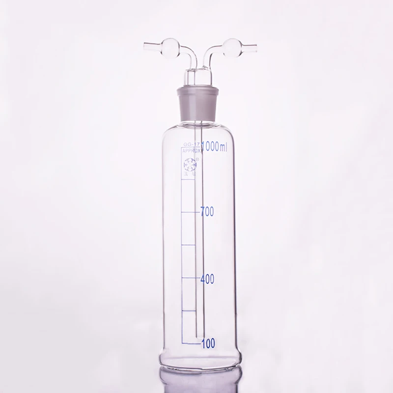 FAPEI Drechsel бутылка для мойки газа, емкость 1000 мл, лабораторная стеклянная бутылка для промывки газа, кальян