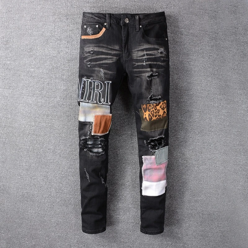 Hip Hop Vaqueros Hombre moda de venta al por menor nuevo negro parche Stretch pantalones ceñidos de verano Hombre Vaqueros|Pantalones vaqueros| AliExpress