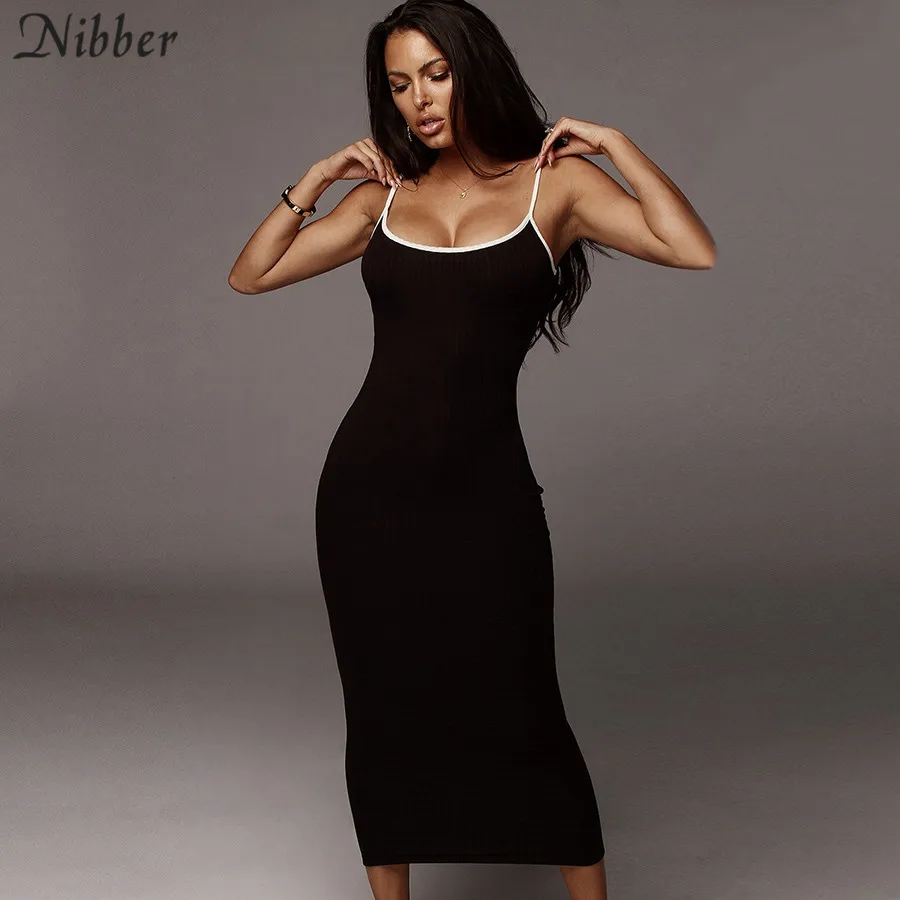 Nibber autumn Elegant pure knitting bodycon long dresss women 2022 sexy club party night simple stretch Slim lace up dress mujer
