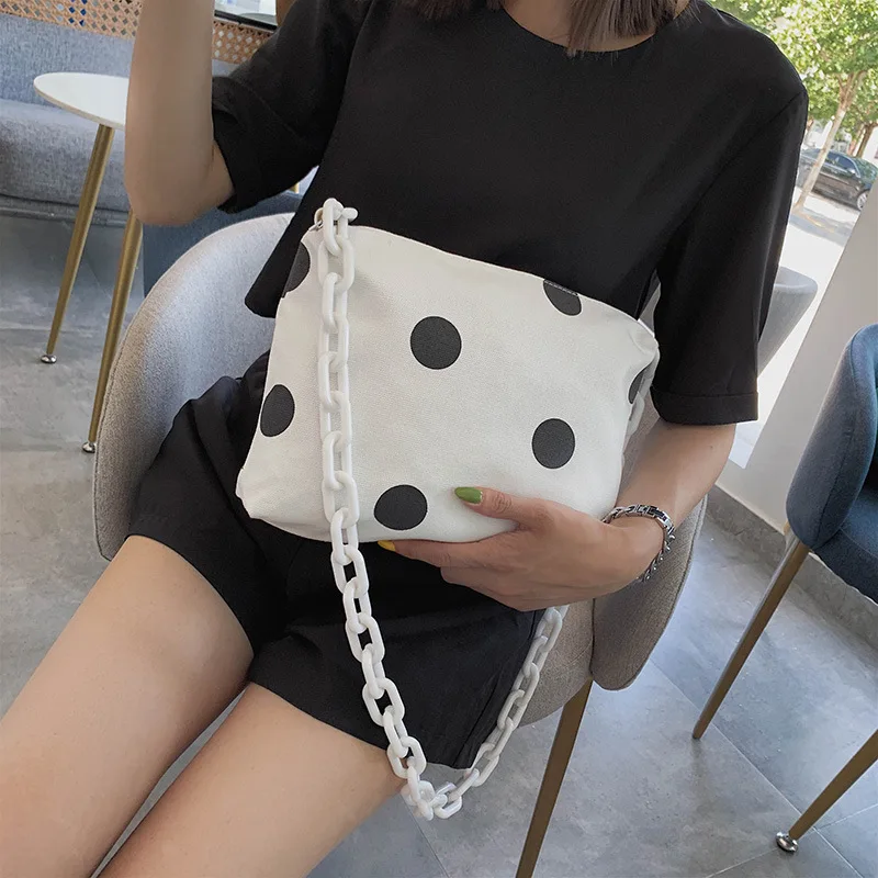 

Summer Simple Bag ins Colour Wave Point Women's Bag New Style 2019 Fashion Milk One Shoulder Slant Bag