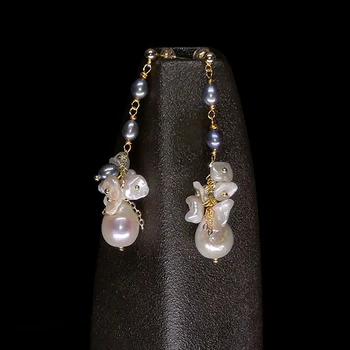 

2020 New Natural Fresh Water Baroque Pearl Drop Earrings For Women Handmade Drop Ethnic Earring Jewelry