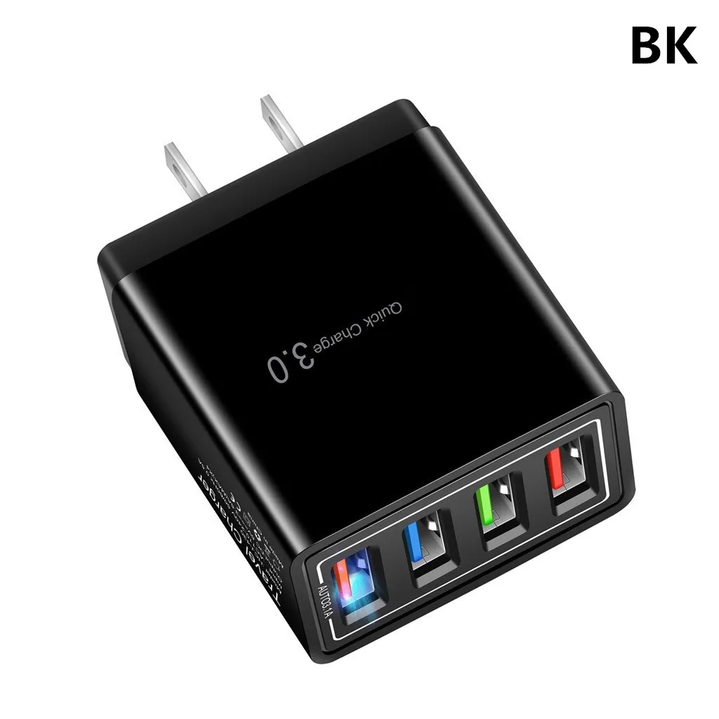 

Carprie 4 Port Fast Quick Charge QC 3.0 USB Hub Wall Charger 3.5A Power Adapter US Plug Fast Charging Adapters with Led