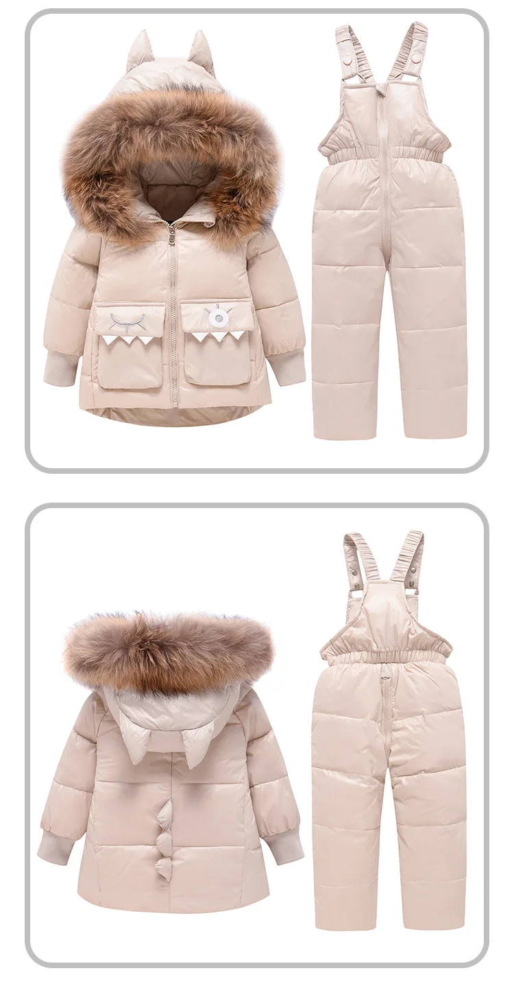 conjunto gola de pele jaqueta para meninas infantil snowsuit 2-6year