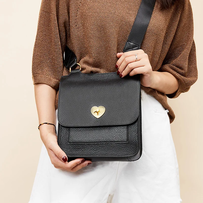 

Genuine Leather Bag Lady 2019 New Style Slanting Small Bag, Upright Lady Bag Pocket Change Fashion Single Shoulder Bag