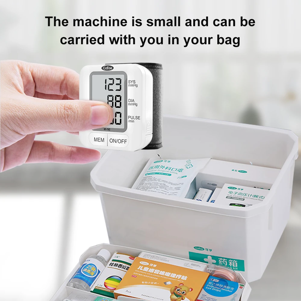 Digital wrist blood monitoring Automatic sphygmomanometer BP heart rate measurement Pulse meter Tensiometer Blood pressure monitor Blood pressure meter