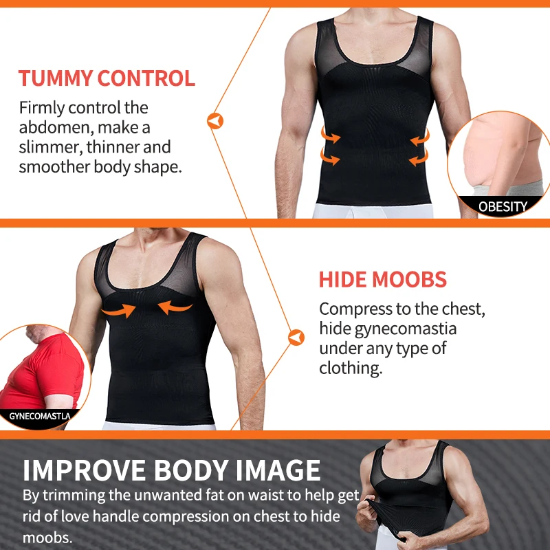 Men Shapewear Chest Compression Shirt 