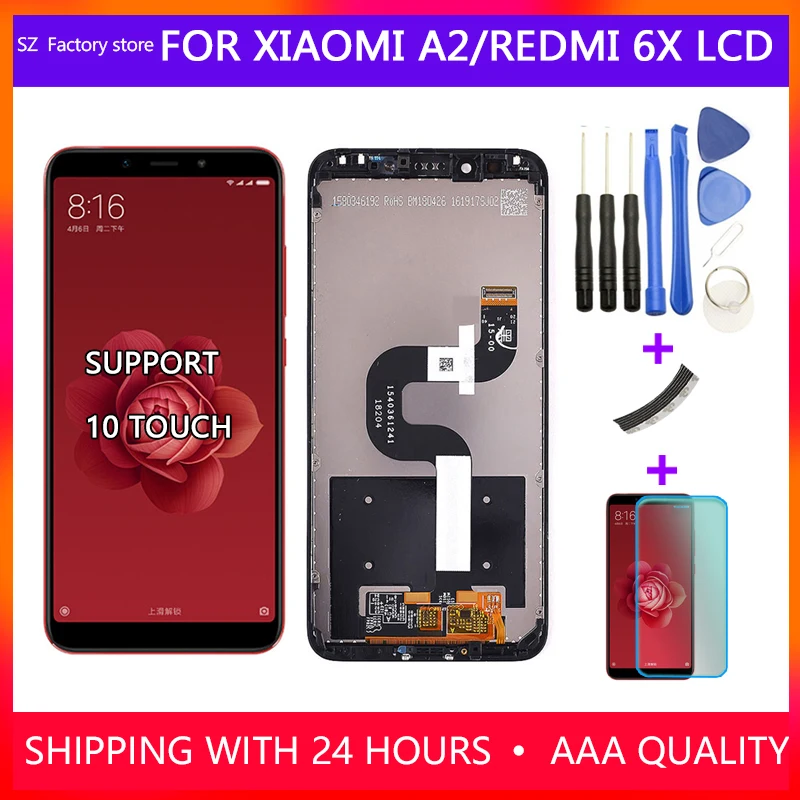 

LCD Display & Touch Screen Digitizer Frame Assembly Set for Xiaomi Mi A2 MIA2 Screen Replacement for Mi 6X MI6X M6X 5.99 Inch
