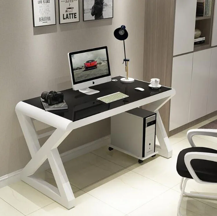 Tempered glass computer desk home office simple modern ...