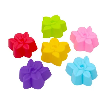 

12pcs/Lot Orchid Muffin Cups Cake Mold 3cm/5cm Silicone Chocolate Molds Flower Cake Decorating Tools Kitchen Bakeware
