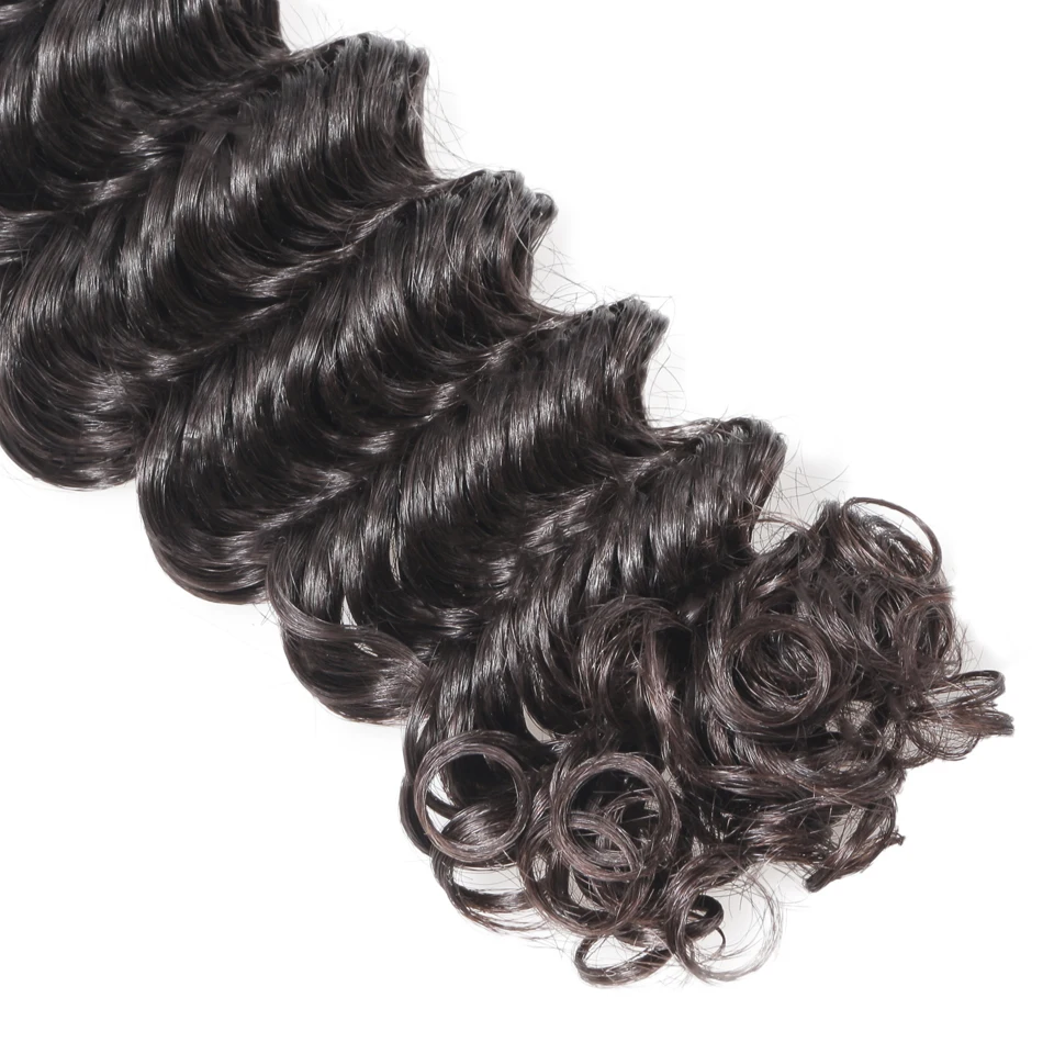 Human Hair Weave Bundles Deep Wave Brazilian Short Natural Color Remy Hair Extension Long for Black
