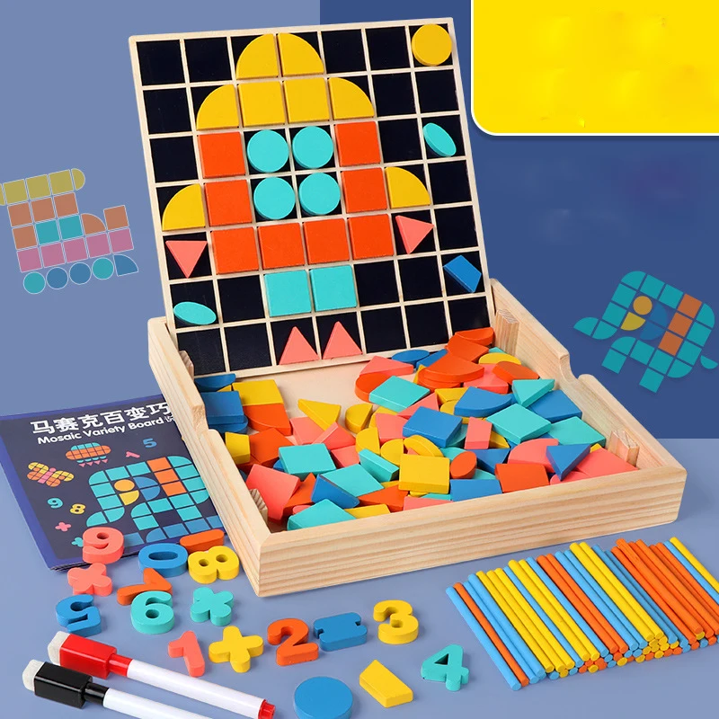 

Mosaic jigsaw puzzle Multifunctional Drawing Board Magnetic Games Kids Multi-function Learning Box Educational Toys139