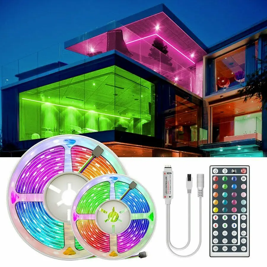 

LED Strip Light RGB 5050 SMD 2835 Flexible Ribbon Fita Led Light Strip RGB 5M 10M 15M Tape Diode DC 12V+ Remote Control +Adapter