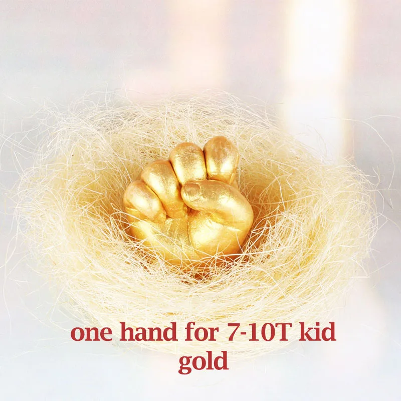 7-10T kid hand-gold Oklady 3D Ручная форма для печати ног для детского порошка штукатурка литья комплект отпечаток руки подарок на память детский памятник для роста - Цвет: 7-10T kid hand-gold