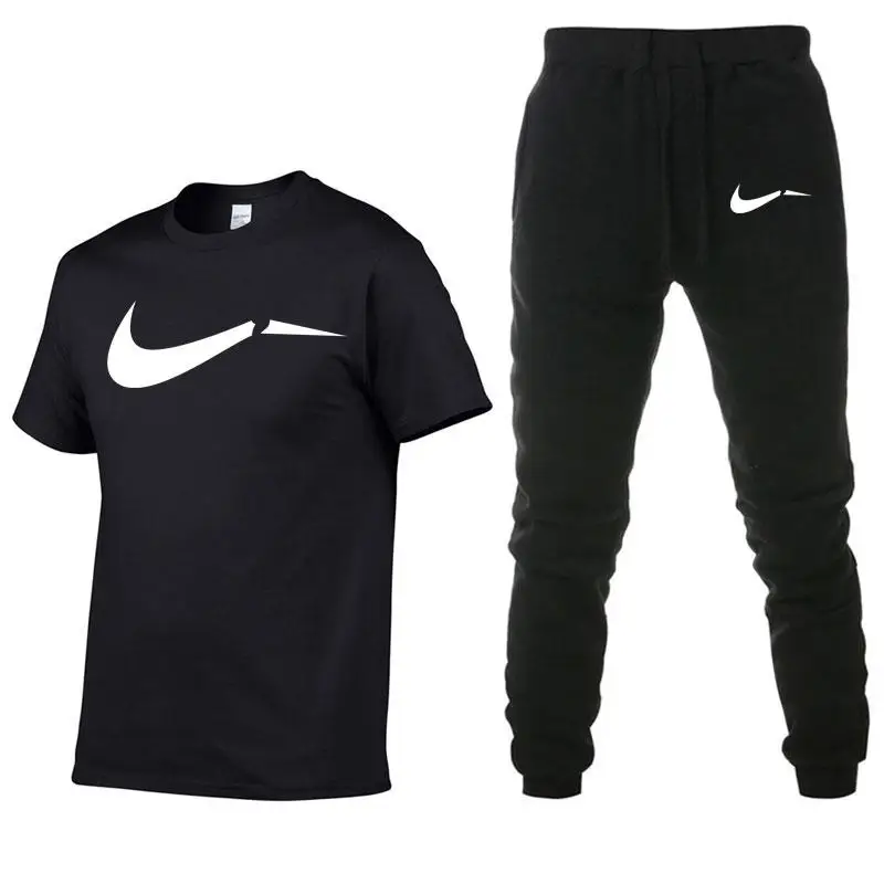 

Summer Hot Sale Men's Sets T Shirts+pants Two Pieces Sets Casual Tracksuit Male Tshirt Gyms Fitness trouser