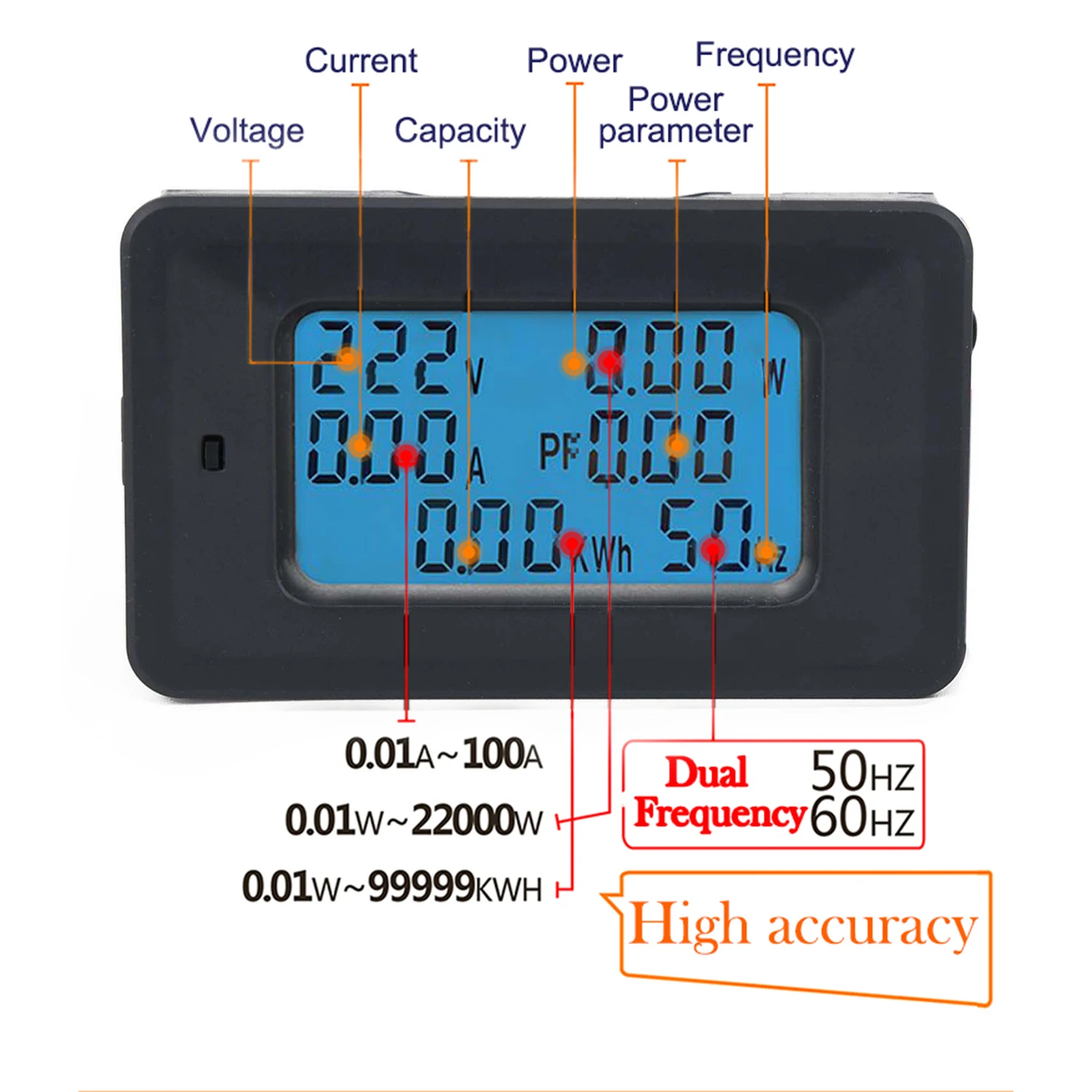 AC 110 V-250 V 100A lcd цифровая панель AC Измеритель мощности с трансформатором переменного тока