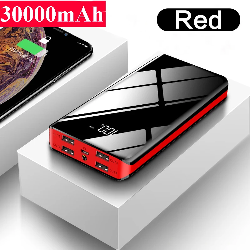 

30000mAh Power Bank Fast Charging Portable External Battery Charger Powerbank 30000 mAh For Xiaomi Mi iphone Samsung Poverbank