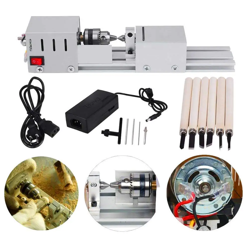 DC12-24V 96 Вт мини токарный станок бисер станок по дереву DIY токарный станок стандартный набор с силовой резкой резец деревянный токарный станок шлифовальный