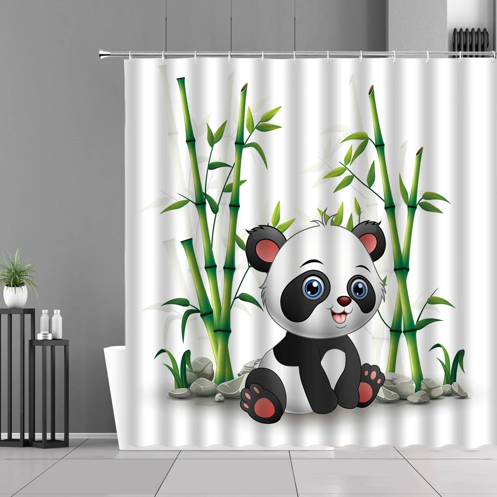 Cortina de Ducha 200x200 Panda de Dibujos Animados 3D Cortina Ducha  Antimoho y Lavable Cortina Bañopara baño Bambú Impermeable Cortinas de Baño  con Ganchos : : Hogar y cocina