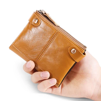 

Men leather short wallet leather bi-fold clutch coin purse male ID credit card holder