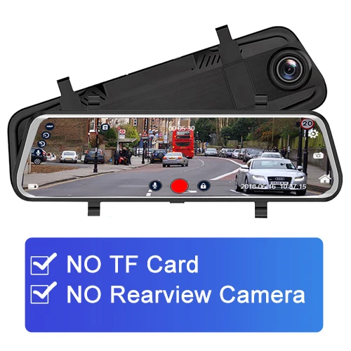 NO rear lens No SD Автомобильный видеорегистратор, 10 дюймов, зеркало заднего вида, сенсорный экран, супер ночное видение, 1080 P, видеорегистратор, камера, видеорегистратор, авто регистратор, видеорегистратор - Название цвета: NO rear lens No SD