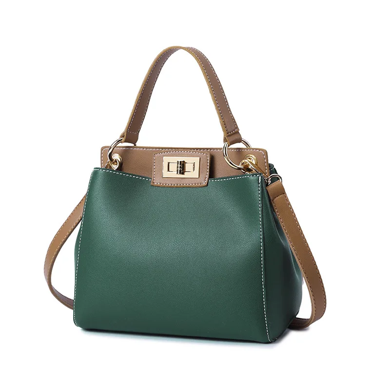 

2019 Spring And Summer New Style PU Handbag Hand Korean-style Simple Shoulder Bag Cool Lock Bag with Cat Design