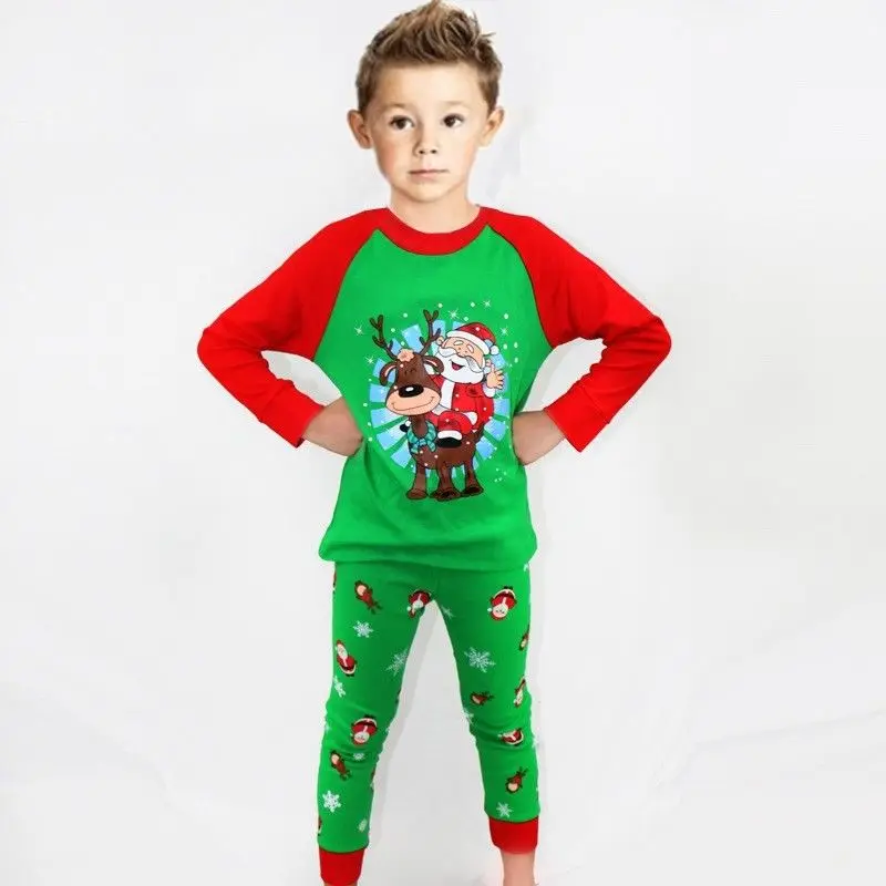 Pudcoco/брендовая Рождественская одежда; одежда для сна с рисунком оленя и Санта-Клауса для маленьких мальчиков; пижамный комплект; Размеры 2 T-7