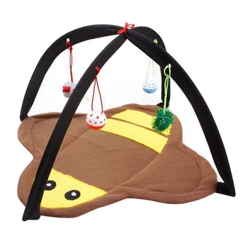 

Pet Playground for Cats 2 in 1 Lovely Cats Tent with Soft Mat, 4 Hanging Toys (detachable)