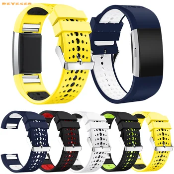 

Double Colour Silicone Wristband For Fitbit Charge 2 Smart Watch Strap Replacement Smart Watch Band Breathable Bracelet sport