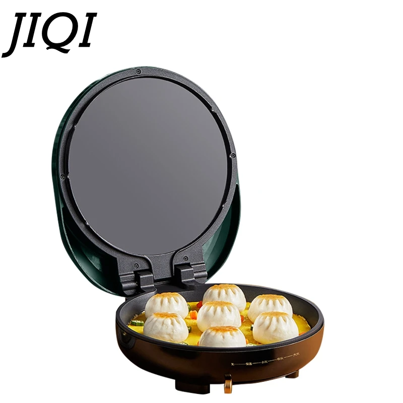 JIQI 220V Household Double Sided Baking Pan Electric Skillet Frying Pan Crepe Pancake Maker Automatic Pizza Pie Machine BBQ Tool 4