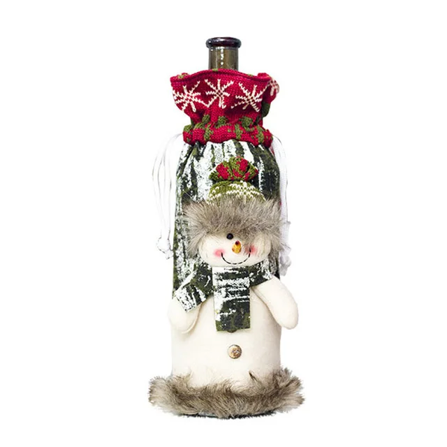 YUYU рождественские украшения для дома Санта Клаус крышка бутылки вина снеговик чулок держатели для подарков Рождество Navidad декор год - Цвет: Черный