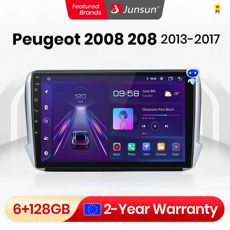 Junsun V1 pro Android 10 For Peugeot 208 2008 2013 2017 Car Radio