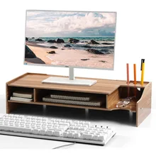 Drewniana podstawa monitora Riser Organizer na biurko podstawka do laptopa, regulowany ekran organizator z półkami do przechowywania komputera, stojak na drukarkę