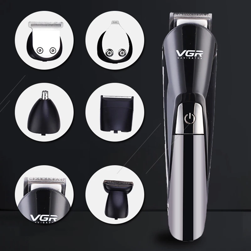 VGR V-012 профессиональная 6 в 1 многофункциональная машинка для стрижки волос триммер для волос Электрический триммер для бороды щетка перезаряжаемая машинка для стрижки волос