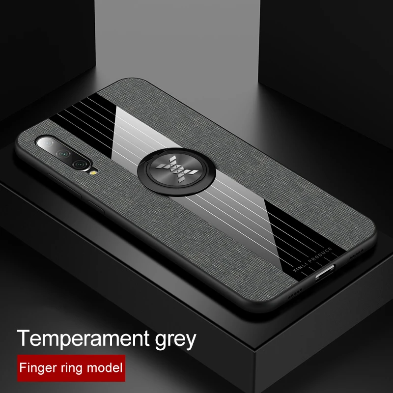 Grey Case With Ring Для Xiaomi mi A3/mi a3 Lite чехол с магнитным кольцом-держателем Твердый чехол Мягкая силиконовая рамка на xiomi mi Max 2 3 Max2 Max3 чехол для телефона s - Цвет: Grey Case With Ring